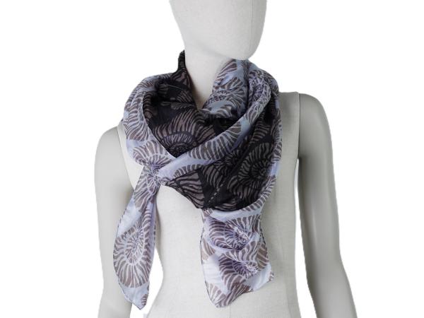 AHMADDY Seidentuch Ammonit schwarz mocca graublau